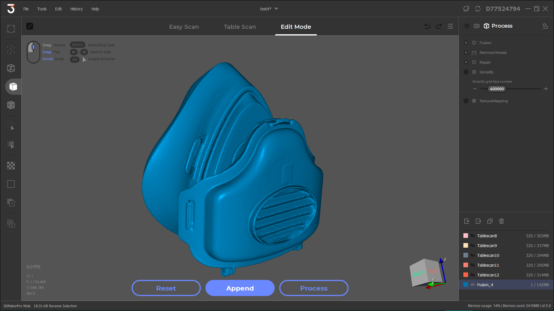 The final fusion model in 3D.