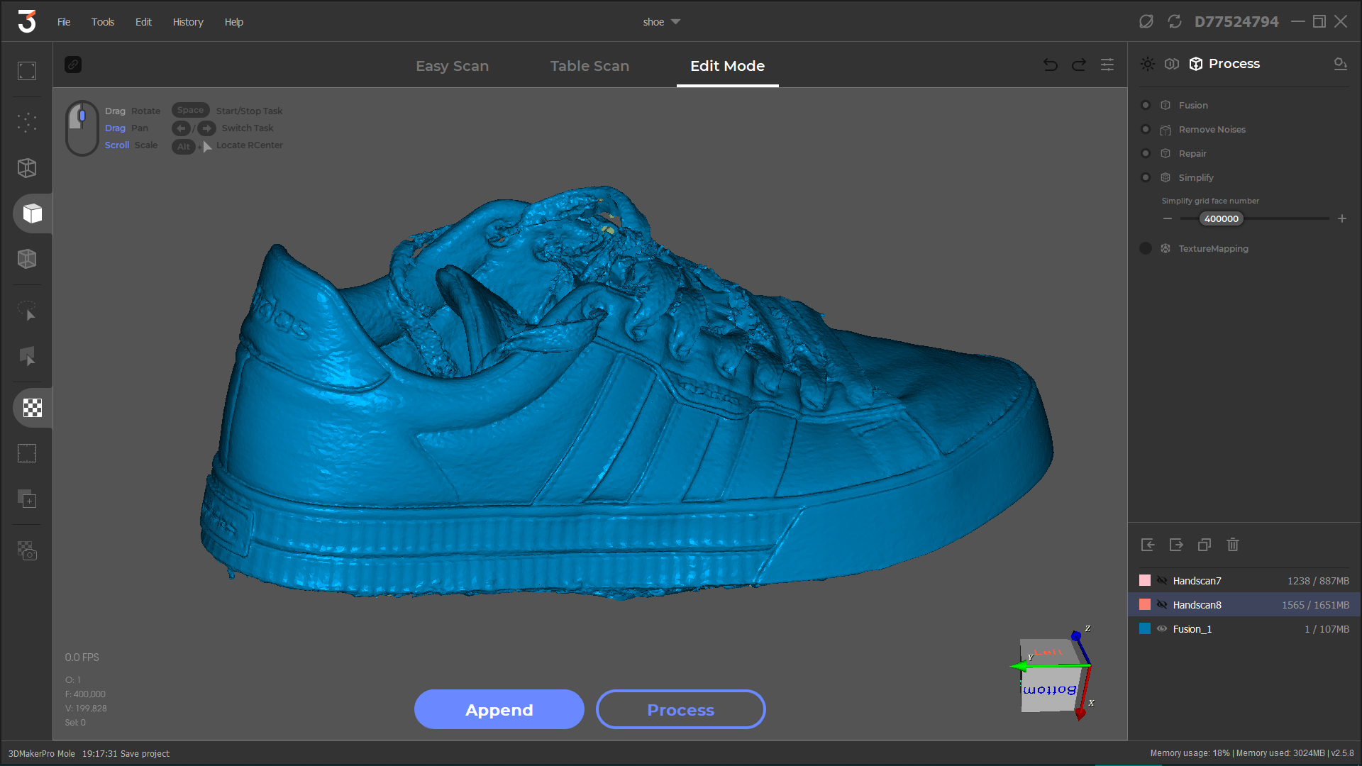 The final 3D model after the fusion process.